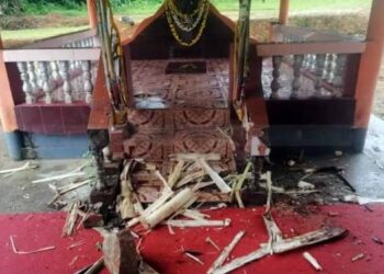 ವಿಘ್ನ ನಿವಾರಕ ಗಣೇಶ ಕಟ್ಟೆಯನ್ನು ಪುಡಿಗೈದ ಕಿಡಿಗೇಡಿಗಳು, ಗಣೇಶ ಹಬ್ಬದಂದೇ ರಾತ್ರಿ ಕೃತ್ಯ