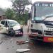 ಬಸ್‌-ಕಾರು ಮುಖಾಮುಖಿ ಡಿಕ್ಕಿ, ಇಬ್ಬರಿಗೆ ಗಂಭೀರ ಗಾಯ