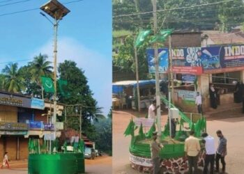 ಈಶ್ವರಮಂಗಲ: ಸಂದೀಪ್ ಉನ್ನಿಕೃಷ್ಣನ್ ವೃತ್ತಕ್ಕೆ ಹಸಿರು ಬಟ್ಟೆ ವಿವಾದ