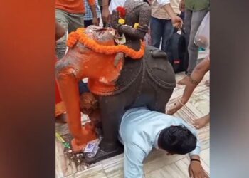 ಕೃತಕ ಆನೆಯ ಕೈಗೆ ಸಿಕ್ಕಿ ಗಂಟೆ ಗಟ್ಟಲೇ ಒದ್ದಾಡಿದ ಆಸಾಮಿ..!